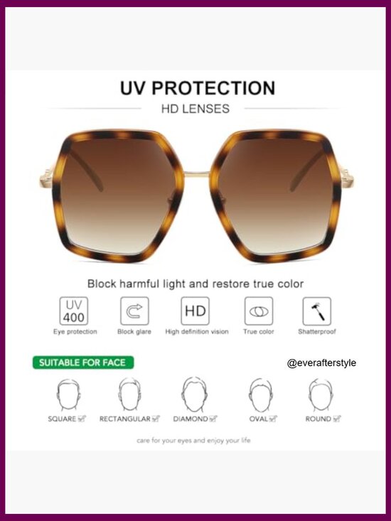 Oversized Hexagon Sunglasses with UV400 Protection Gradient Lens